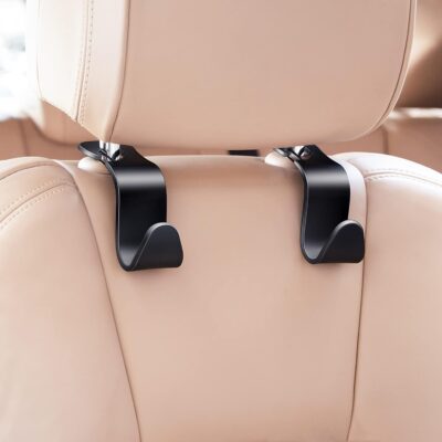 4 Pack Car Back Seat Headrest Hook Hanger for Purse Grocery Bag Handbag Hat, Purse Hook for Car with Clip - Image 3