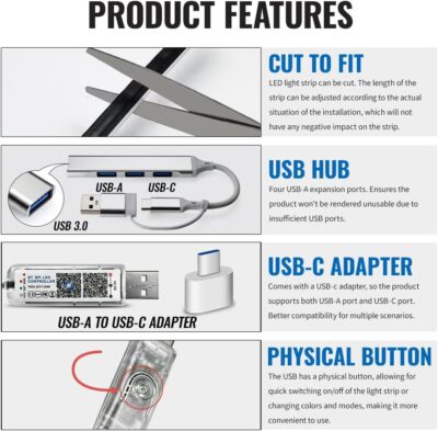 Acrylic Ambient Lighting Car Interior,55.1 inches Dream Color Acrylic Led Strips with USB Hub, APP Fiber Optic Emotion Glow Lights for Car Y 3 S X, Neon Ambient Lighting Kit Dashboard Decorations - Image 3