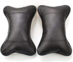 2PCS Leather Car Seat Pillow Breathable Car Head Neck Rest Cushion Headrest Auto Car Safety Pillow Neck Pillow (Black)