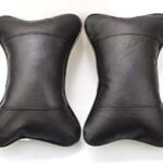 2PCS Leather Car Seat Pillow Breathable Car Head Neck Rest Cushion Headrest Auto Car Safety Pillow Neck Pillow (Black)