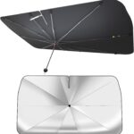 7F Car Sun Shade Umbrella, Protect from Sun Rays and Protect Interior, Sunshade for Car Windshield, Bendable Handle Windshield Cover Sun Shade, [2025 Upgrade] 55" L x 31" W