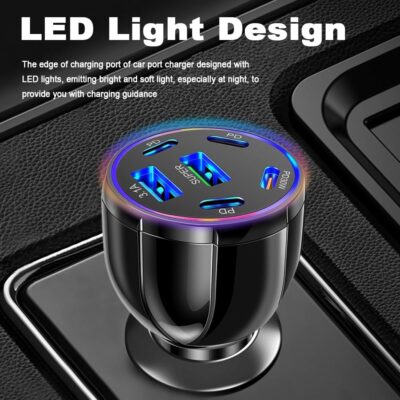 6 Port Car Charger USB C & USB A,75W Ultra-Fast Car Charger Adapter with Super/PD30W/PD/3.1A,Universal 12V/24V Cars Lighter USBs Adapter Cars Ports Chargers for Phone,Tablet - Image 5