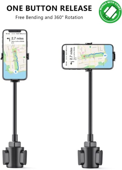 Esoulk Car Cup Phone Holder, Car Phone Holder Cup Holder with 11” Long Arm, Goose Neck Cupholder Phone Holder, Adjustable Phone Holder for Car, Universal Cup Holder for Car, Cup Cradle - Image 2