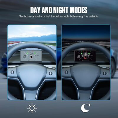 MR CARTOOL Head Up Display with 5 inch Touchscreen for Tesla Model 3/Y Car Speedometer Digital Inclinometer HUD for Tesla Accessories Model 3/Y Wired Version Transmitter - Image 8