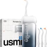 usmile C10 Portable Water Flosser – Travel-Friendly, 95-Day Battery, 4 Modes, 360° Nozzle, 180ml Tank, IPX7 Waterproof, Dentist-Recommended for Braces, Implants & Sensitive Gums (Inkstone Black)