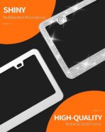 HOTOR License Plate Frame - Lastingly Bling and Sparkly License Plate Frame for Women, Stainless Steel & Obstruction-Free Frame with Multifaceted Rhinestones,White, 1 Pack - Image 3