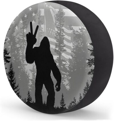 Spare Tire Cover Bigfoot American Flag Wheel Covers Protectors Waterproof Dust-Proof Universal Fit Trailer, RV, SUV and Many Vehicle (14" for tire Diameter 25.59"-27.16") - Image 2