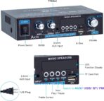 AK35 Bluetooth 5.0 Stereo Amplifier, 2.0 Channel Mini Audio Receiver, 30Wx2 Home HiFi Audio Amp with Bass/Treble Control for Home Theater, TV, Speakers, Car - Image 5