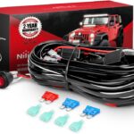 Nilight LED Light Bar Wiring Harness Kit 16AWG 12V On Off Waterproof Switch Power Relay Blade Fuse-2 Lead,2 Years Warranty (10020W), Black, Red, Blue, Green