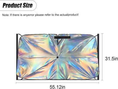 ZIMISI Car Windshield Sun Shade Umbrella, 55" x 31.5" Foldable Car UV Block Coating Shield Cover with 360° Rotation Handle, Front Window Heat Insulation Protection Accessory for Truck, SUV (L Size) - Image 2