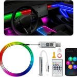 Acrylic Ambient Lighting Car Interior,55.1 inches Dream Color Acrylic Led Strips with USB Hub, APP Fiber Optic Emotion Glow Lights for Car Y 3 S X, Neon Ambient Lighting Kit Dashboard Decorations