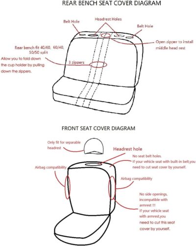 Flying Banner Car Seat Covers Front Seats Rear Bench Polyester car seat Protectors Easy installations Rear Bench Split Classic Man Lady Truck (Full Set - Low Back, Black Purple)… - Image 6