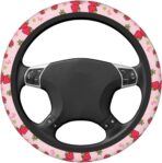 Pink Strawberry Steering Wheel Cover for Women, Universal Auto Steering Wheel 14-15 Inch Car Interior Accessories with 2PCS Car Coasters, Suitable for Men and Women - Image 7