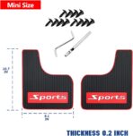 Mini Size Soft Rubber Car Universal Mud Flaps Mudguards All Weather, Fits for Sedan, Hatchbacks,Exterior Accessories Black+Red Sports, Front & Rear, 4Pcs Set - Image 7
