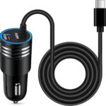 60W Super Fast Charging Android Car Charger Type C Rapid Samsung Car Charger with 3ft Built-in USB C Cable for Samsung Galaxy S26 S25 Edge S24 Ultra S23 S22 S21 A17 A56 A36 A16 A35 A15 A54 A14 A53 A23