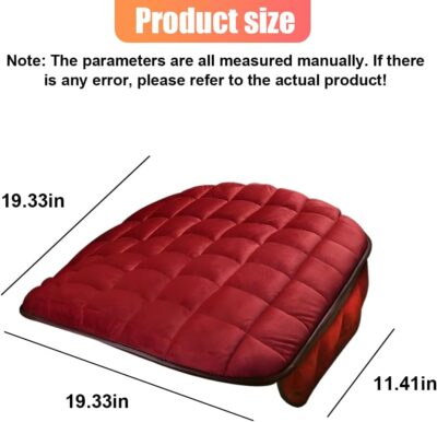 Car Seat Cushion, Universal Soft Plush Auto Seats Cover with Storage Pocket, Warm Seat Protector Pad with Non-Slip Bottom, Car Interior Essentials for Most Cars, Office, Home, Chair (Red) - Image 2