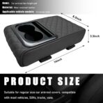 Yourkar Car Center Console Armrest Pillow, Waterproof Car Armrest Cover Cushion with Cup and Phone Holder, Memory Foam Arm Rest Box Protector for Most Vehicles, Car Accessories (Black) - Image 2