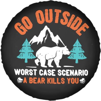 Go Outside Worst Case Scenario a Bear Kills You Rv Spare Tire Cover, Camper Spare Tire Cover for RV Trailer, Camper Wheel Protectors Trailer Rv SUV Truck Travel Trailers 14 inch - Image 9