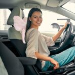 LYFJMUS 4 Pack Plush Bow Car Headrest Pillow and Lumbar Support Pillow Soft Butterfly Car Neck Pillows for Driving Cars Decor (Pink) - Image 5