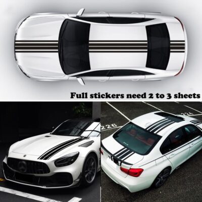 Car Hood Stripe Sticker Universal Auto Racing Stripes Body Side Decal Vinyl Stripe Sticker Accessories Modified Decoration for Car Vehicles (Black, 63 * 11'') - Image 5