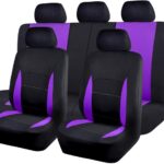 Flying Banner Car Seat Covers Front Seats Rear Bench Polyester car seat Protectors Easy installations Rear Bench Split Classic Man Lady Truck (Full Set - Low Back, Black Purple)…