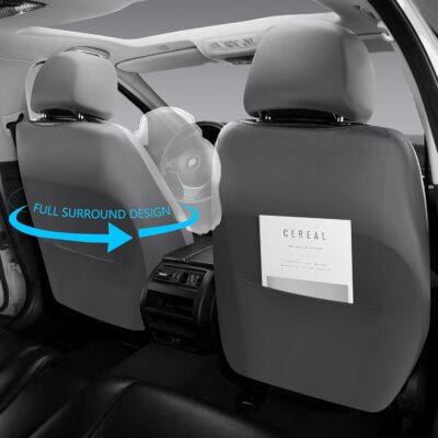NS YOLO Full Coverage Leather Car Seat Covers Full Set,Waterproof Seat Covers for Cars,SUVs Pick-up Truck, Car Seat Cushion,Car Seat Protector,Grey Seat Cover with 5 Seats - Image 4