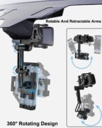 Rear View Mirror Car Phone Holder Clip - [Four Claws Anti-Shake] Cell Phone Mount for Car Rearview Mirror with 360° Rotatable & Retractable for iPhone Air 17 Pro Max 16 15 14 13 12, 4-7" Smartphones - Image 4