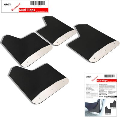 XUKEY 4PCS Car Universal Mud Flaps Splash Guards with Night Reflectors Mudguard Fender Flares Mudflaps w/Hardware, Front and Rear Wheel Tire Protection for Pickup Truck SUV Van Trailers Caravans - Image 2
