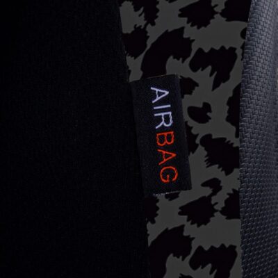 Flying Banner Carbon Fiber Leather Vehicle Seat Covers, Leopard Gray Black, Universal Fit - 8PCS - Image 4