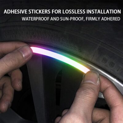 20Pcs Car Wheel Hub Reflective Sticker,Reflective PVC Wheel Eyebrow Stickers, Night Safety Warning, Anti-Scratch, Waterproof, Outdoor Use - Image 4