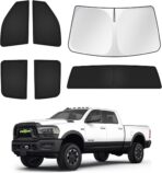 Canvcle Sunshades for Dodge Ram 2500 3500 2010-2025 2026 Accessories Windshield Sun Shade Side Rear Window Shade Cover Sun Visor Shield Privacy Protection Keep Vehicle Cool Black 6PCS