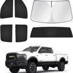 Canvcle Sunshades for Dodge Ram 2500 3500 2010-2025 2026 Accessories Windshield Sun Shade Side Rear Window Shade Cover Sun Visor Shield Privacy Protection Keep Vehicle Cool Black 6PCS