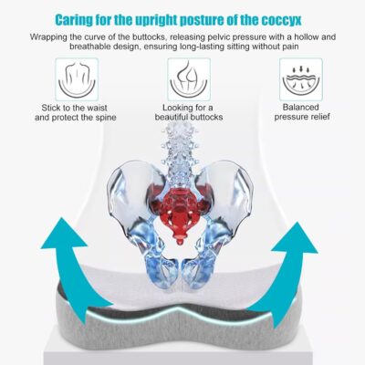 Seat Cushion and Lumbar Support Pillow for Office Chair, High-Elastic Memory Foam Car Chair Cushions, 4.7" Extra Thick Back Support for Long Sitting, Breathable Washable Cover（color blocking） - Image 4