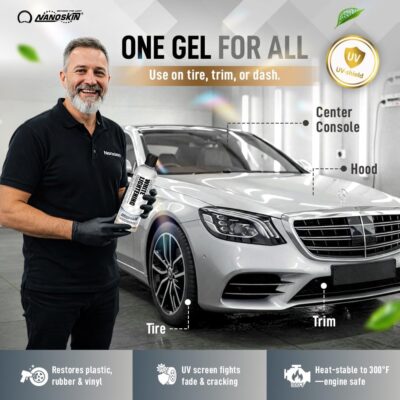 Nanoskin WHITE LIGHTENING Premium Dressing 16 Oz. – Universal Thick Wipe-On Dressing for Car Detailing | Works on Tire, Vinyl, Rubber, Plastic & Trim | Safe for Cars, Trucks, Motorcycles, RVs & More - Image 6