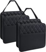LXUNYI Car Seat Organizer,2 Pack Waterproof Pu Leather Backseat Car Organizer and Storage Bag Foldable Universal Hanging Car Seat Back Organizers for Kids & Adults Car Travel Accessories（Black）
