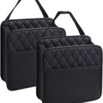 LXUNYI Car Seat Organizer,2 Pack Waterproof Pu Leather Backseat Car Organizer and Storage Bag Foldable Universal Hanging Car Seat Back Organizers for Kids & Adults Car Travel Accessories（Black）