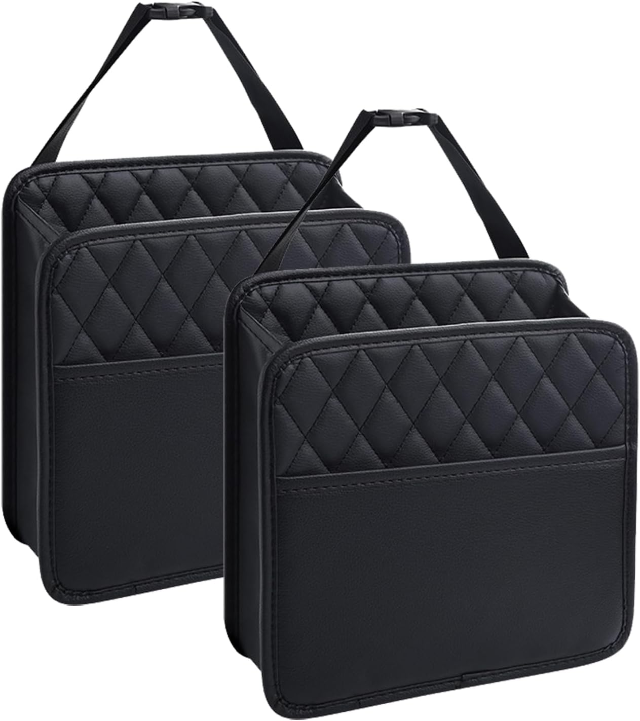 615zsVKKEPL._AC_SL1500_.jpg LXUNYI Car Seat Organizer,2 Pack Waterproof Pu Leather Backseat Car Organizer and Storage Bag Foldable Universal Hanging Car Seat Back Organizers for Kids & Adults Car Travel Accessories(Black) - Image 1