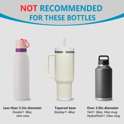 Seven Sparta Car Cup Holder Expander with Adjustable Base, Compatible with Hydro Flasks 32/40 Ounce, Compatible with Yeti Ramblers 20/26/30 Ounce, Other Bottles in 3.4"-3.8" (Black) - Image 5