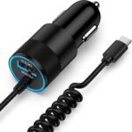 for iPhone 16e 17e 17 Pro Max Air, Fast Car Charger Adapter for iPhone 16e, 16, 16 Pro Max, 16 Plus, 15 Series, USB C Vehicle Phone Auto Automobile Plug with 2.8FT Coiled Cable Cord Fast Charging