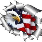 2 Pack American Bald Eagle Car Decal Sticker, 5.91X5.51 Inch Patriotic Eagle Truck Decal Waterproof Bumper Sticker for Car Truck Trailer SUV Van Outdoor Window Wall Laptop Tablet Glass (Number 3)