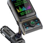 Wireless in-Car Bluetooth FM Transmitter Radio Adapter Car Kit, 1.8 Inch Display Supports TF/SD Card EQ and QC3.0 & 5V/2.4A Charging Hands-Free Calls
