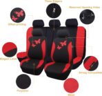 Flying Banner Butterfly car seat Covers ful Set Fashion Universal Lady Woman Female Rear Bench Split Colorized (Full Set, Red) - Image 2