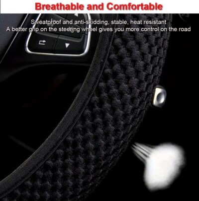 Hiflyer Steering Wheel Cover - Universal 14.5-15 Inch, Soft Microfiber Car Wheel Cover for Women & Men (Black) - Image 2