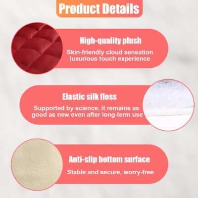 Car Seat Cushion, Universal Soft Plush Auto Seats Cover with Storage Pocket, Warm Seat Protector Pad with Non-Slip Bottom, Car Interior Essentials for Most Cars, Office, Home, Chair (Red) - Image 3