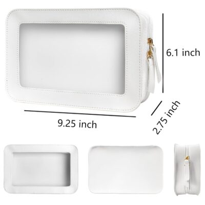 LETGO Clear Makeup Bags, TSA Approved Toiletry Bag with Zipper, Clear Makeup Organizer Fit Carry-on Travel Essentials,Clear Cosmetic Bags for Women Men (C-Beige) - Image 2