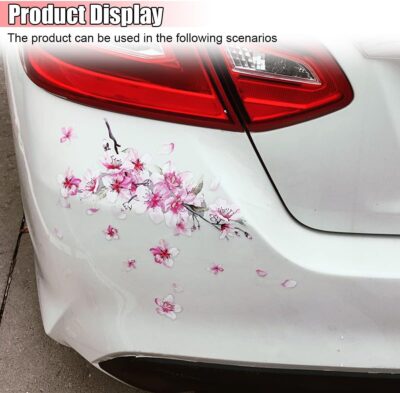 Cherry Blossom Car Sticker Decal, Vinyl Waterproof Automotive Bumper Sticker, Scratch Cover Vehicle Window Decal, Flower Auto Decoration Decals for Car, Home, Motorcycle (2PCS) - Image 4