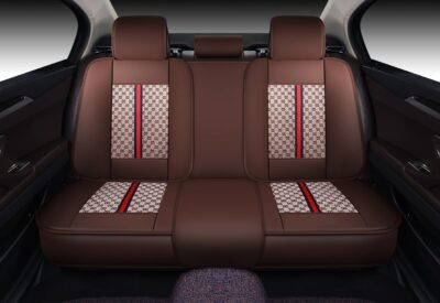 OASIS AUTO Car Seat Covers Full Set, Luxury Stylish Waterproof Faux Leather, Universal Fit for SUV, Sedan, Pick-up Truck, Automotive Interior Protectors (OS-007 Brown) - Image 7