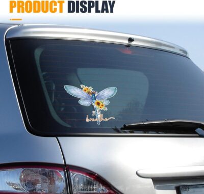 Just Breathe Dragonfly Car Sticker Decal, Vinyl Waterproof Automotive Window Sticker, Vintage Sun Flower Vehicle Bumper Decal, Positivity Auto Decoration Decals for Laptop, Wall (1PC) - Image 5