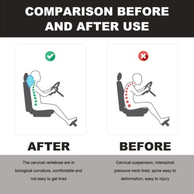 2PCS Car Neck Pillow, Soft Leather Headrest Pillow for Car Support Neck, Breathable Ergonomic Neck Support Relief Cushion for Driving with Adjustable Strap, Universal Car Accessories (Gray) - Image 4