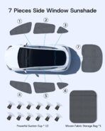 Upgrade Side Window Sunshade for Tesla Model Y (Juniper) 2020-2026 [100% Sun Blockage & Plush Cotton-Linen Fabric] Perfect Camping & Privacy Shade Set for Tesla Model Y Accessories 7Pcs - Image 7